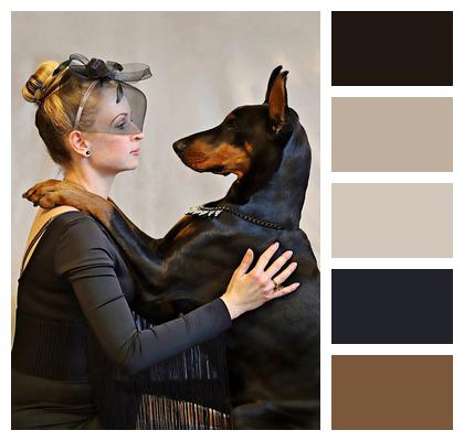 Blonde Woman Dog Doberman Image